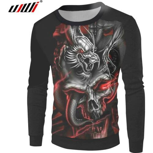 UJWI 3d Print Men Skull Dragon Cool Men Pullovers 2019 Newest Harajuku Sweatshirt Hoodies Male Hip Hop Streetwear Casual Sweats