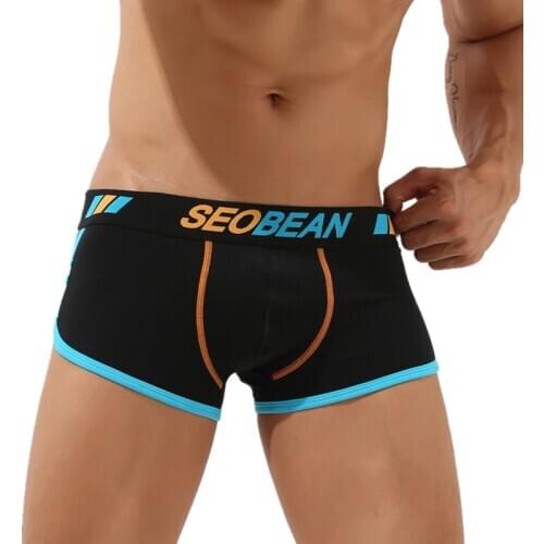 SEOBEAN Brand Mens Underwear Breathable Boxers Cotton Male Panties U convex pouch Sexy Underpants Low-rise Men Boxer Shorts NEW