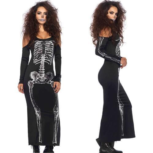New Halloween Scary Costumes Dress Skeleton Bodysuit Cosplay Ghost Women Vampire Stage Performance Carnival Party Clothing