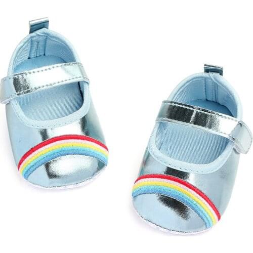 Newborn Baby Girls Shoes Pu Leather Soft Sole Toddler Infant Shoes For Girl Baby Rainbow Crib Shoes Firstwalkers F176