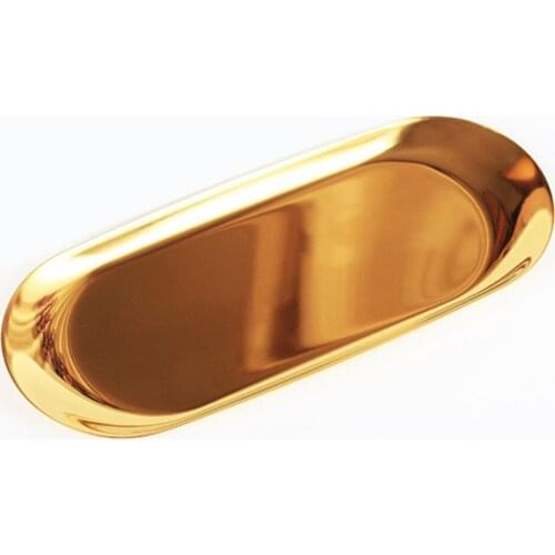 Hotel Snack Bar Fruits Jewelry Display Restaurant Home Decoration Oval Stainless Steel Towel Storage Tray