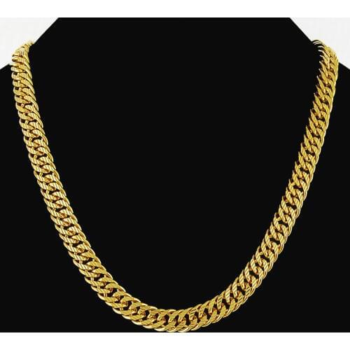 8MM Gold Plating Link Chain Necklaces for Men Boys 24K Yellow Gold Color Necklaces Hiphop Party Jewelry Wholesale High Quality