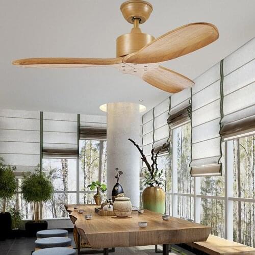 52 Inch Ceiling Fan without Lamp with Remote Control Modern Indoor Solid Wood Roof Decorate fans for home