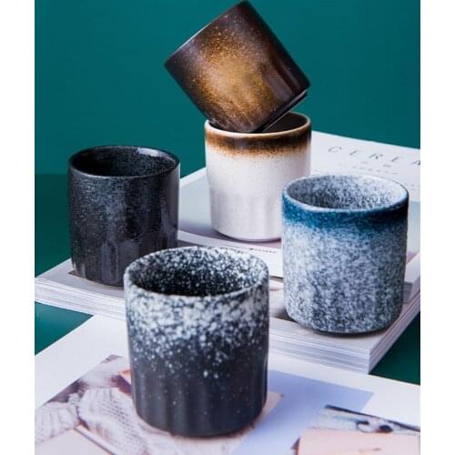 Retro Black White Grey Tea Cup Vintage Water Cups Retro Tea Bowl Ceramic Teacup Pottery Container Teaware Drinkware Crafts