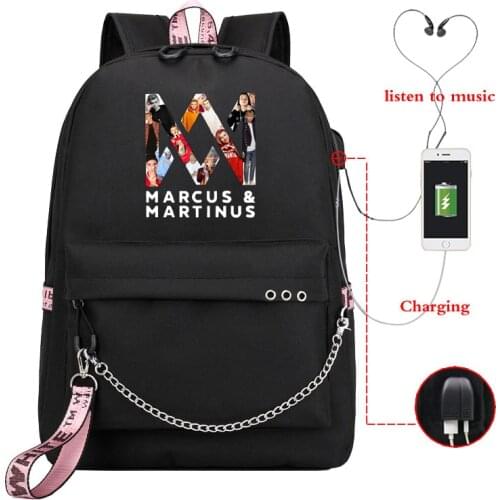 Marcus and Martinus School Bags for Students Back To School Usb Charging Shoulder Backpack Large Capacity Teenager Bagpack Bag