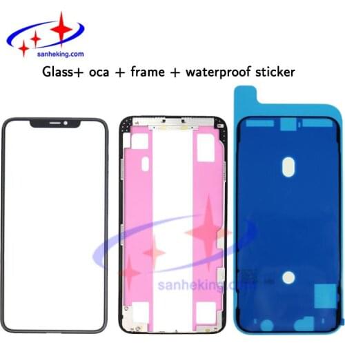 Original Quality 5in1 Glass With OCA Installed Frame Waterproof Adhesive For iPhone X XS XR 12 11 pro max Screen Front Bezel