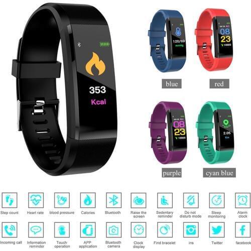 ID115 PLUS Color Screen Sports Pedometer Smart Bracelet Watch Fitness Running Walking Tracker Heart Rate Pedometer Smart Band
