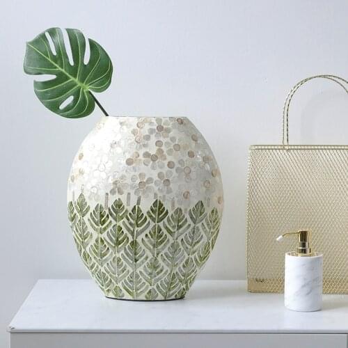 Nordic Wood Color Shell Dried Flower Vase Home Decoration Decoration Desktop Flower Arrangement Flower Feather Leaf Decoration