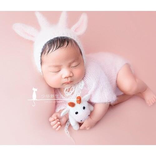 Knitted Newborn Cow hat Photography props Crochet Animal Cow Bonnet Toy Set Infant Bonnet Toy Photo Shoot