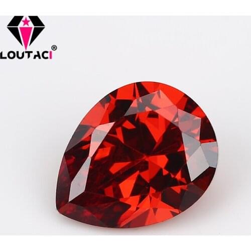 LOUTACI High End Jewelry Gemstones Garnet Pear Cubic Zirconia Brilliant Cut Middle Size 2x3mm-4x6mm