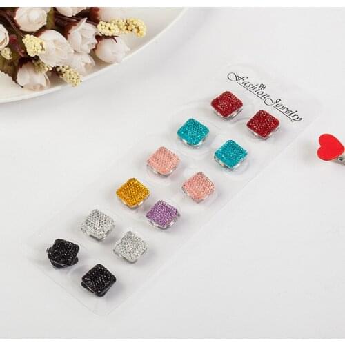 WEIYU 12pcs Multi Color Resin Square Sequins Muslim Headscarf Abaya Khimar Magnetic Hijab Scarf Magnet Brooch Pin Jewelry