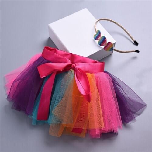 Infant Girls Skirts Clothes Layers Colorful Tulle Skirt Princess Skirt+Headwear 2pcs Ball Gown Birthday 0-2Y Baby Newborn A366