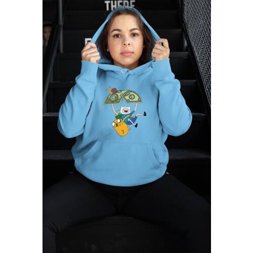 Angemiel Wear Money Sticking Finn And Jack Blue Women 'S Hooded Sweatshirt