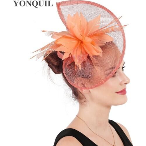 Vintage Coral Fascinators Hats Feathers Formal Dress Hats For prom Party Tea Race Day Derby Ladies Day Headpiece New Arrival
