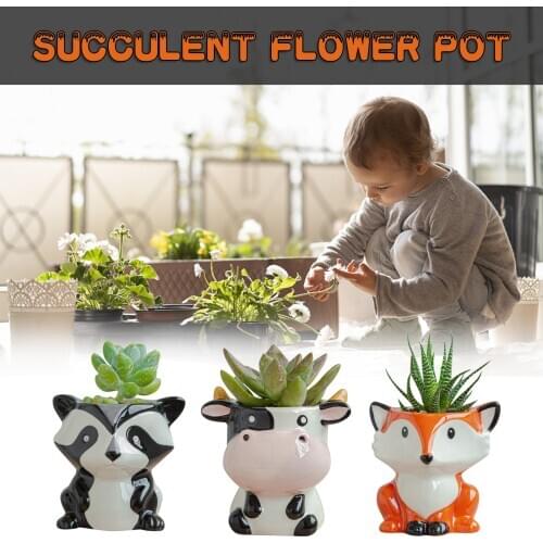 Creative Animal Shape Flower Pots 2020 New Ceramic Planter Desk Flower Potset Cute Design Succulent Planter Pot Indoor Planter