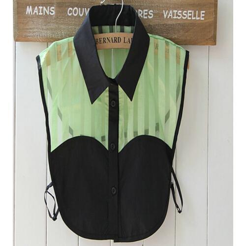 Elegant Women Striped Button Sweater Shirt Lapel False Detachable Collars Vintage Black Cotton Organza Fake Collar Blouse Tops