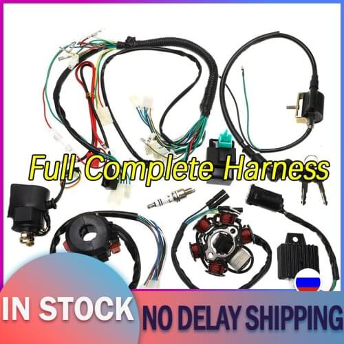 1set Full Complete Electrics Wiring Harness CDI STATOR 6 Coil Pole Ignition Switch For Motorcycle ATV Go Kart 90cc 110cc 125cc