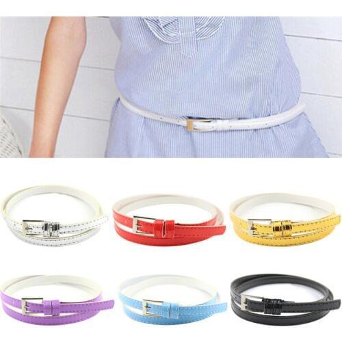 1 Pcs Fashion Women Skinny Waist Belt Thin Leather Narrow Waistband Belt