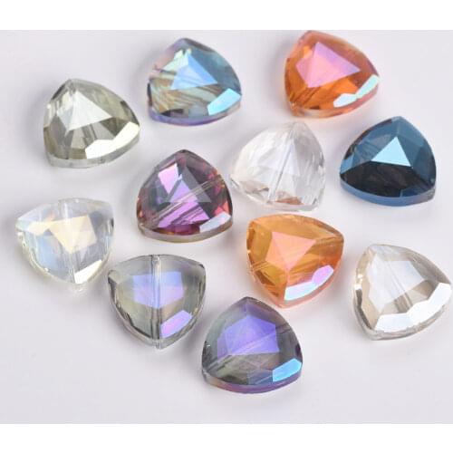 5pcs 18mm Triangle Faceted Crystal Glass Loose Beads for Jewelry Making DIY Crafts Findings
