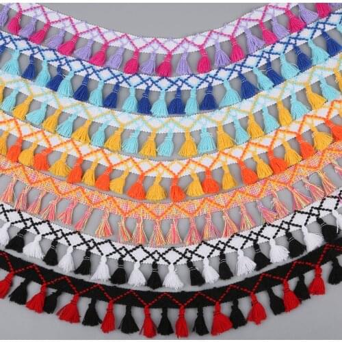 2Yard 45mm Multicolor Tassel Fringe Cotton Lace Trim DIY Handmade Sewing Curtains Clothes Craft Accessories DIY Material Apparel