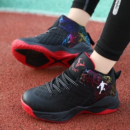 2021 Brand High Quality Boys Basketball Shoes Non-slip Leather Kids Sneakers Children Sport Shoes Child Trainer Basket Shoe Top