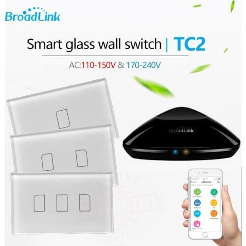2017 Broadlink TC2 US/AU Standard Smart Home RF Touch Light Switches 123Gang 110V 220V Remote Control Wall Touch Switch Panel