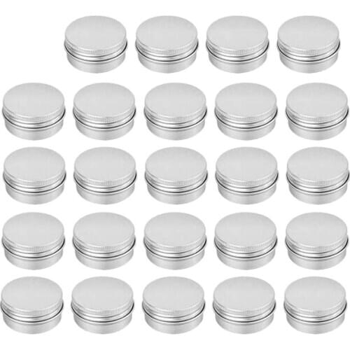 24Pcs 100Ml Tins Silver Aluminum Tins Cans Screw Top Round Steel Tins Cans with Screw Lid Screw Lid Containers