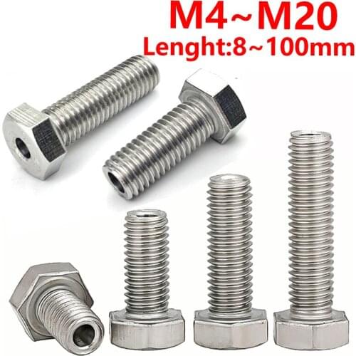 304 Stainless Steel Hollow Screw Outer Hex Bolt Mask Machine Threading Through Hole Screws M4 M5 M6 M8 M10 M12 M14 M16 M18 M20