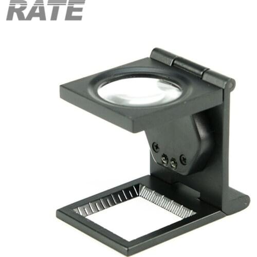 8X Folding Metal Magnifying Glass Linen Tester Cloth Magnifier with 2 White Light LED Magnifying Glass with Led Lights