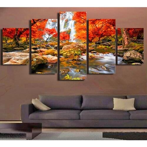 Autumn Nature Forest Landscape Diamond embroidery Wall painting full round drill 3d cross stitch mosaic diamond painting 5 Pcs