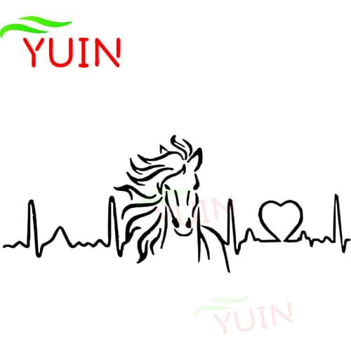 Car Sticker Horse Heartbeat Lifeline Animal Model Decal Creative PVC Body Decoration Exterior High-quality Waterproof Stickers