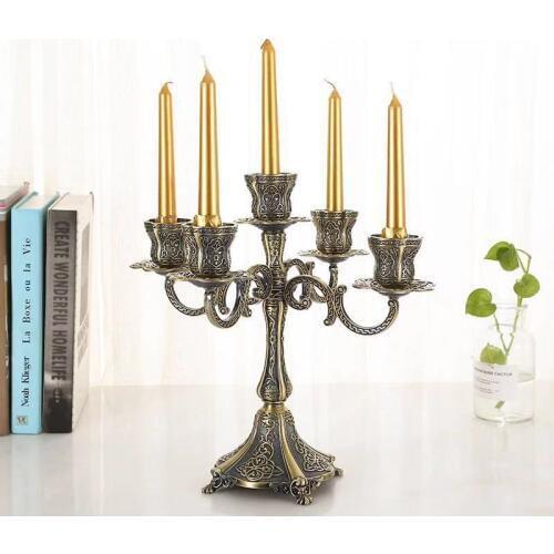 IMUWEN Bronze Candelabra Metal Candle Holders Wedding Candlesticks Event Candle Stand Table Centerpiece For Home Decoration