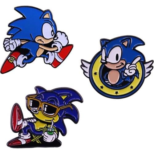 Sonic Hedgehog Pose Brooch Vintage 90s Classic Video Game Nostalgia Gamer Gift