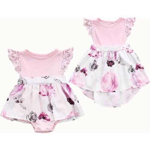 Baby Girls Infant Newborn Lace Floral Mini Dress Sundress Newborn Kids Sleeveless Cotton Tutu Party Wedding Pageant Dresses 1-6Y