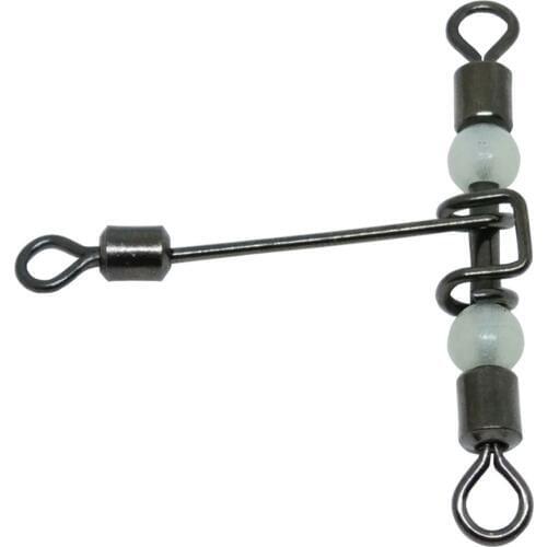 F2039 100pcs 3-Way T-shape cross-line rolling swivels with pearl beads Various Sizes Fishing Tackle Fishhook Lure Connector