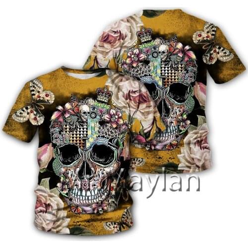 Skull Butterfly 3D Printed t shirt men/women summer purple streetwear t shirt men crewneck tshirt oversized clothes tee shirts