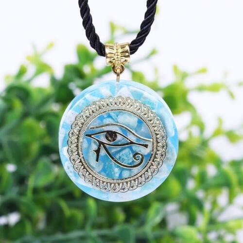 Horus Eye All-Seeing Eyes Orgonite Energy Pendant Orgone Amazonite Necklace Devils Eye Necklace Amulet Magnetic Jewelry