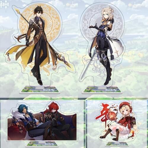 Game Anime Genshin Impact Acrylic Stand Model Toys Zhongli Klee Double Side Figure Action Desktop Decoration Collection