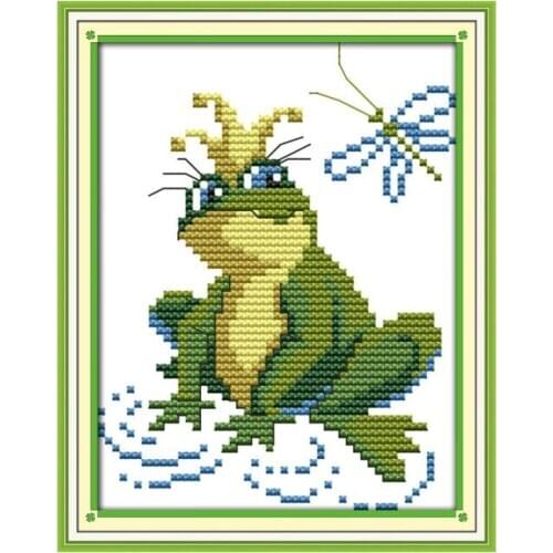 Joy Sunday Cross Stitch Frog Patterns DMC 11CT 14CT Cross Stitch Kits Embroidery Needlework for Baby Room Decor Handmade DIY Set