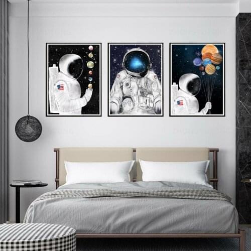 Color Spaceman Animals Painting Astronaut Cartoon Art Canvas Picture Prints Home Decor Wall Poster Decoration For Living Room