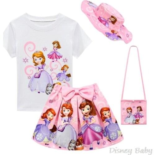 Sofia Girls T-shirt Skirt Set Childrens Clothing Sets Toddler Girl Tops Princess Dress Kids Clothes Skirt Suits