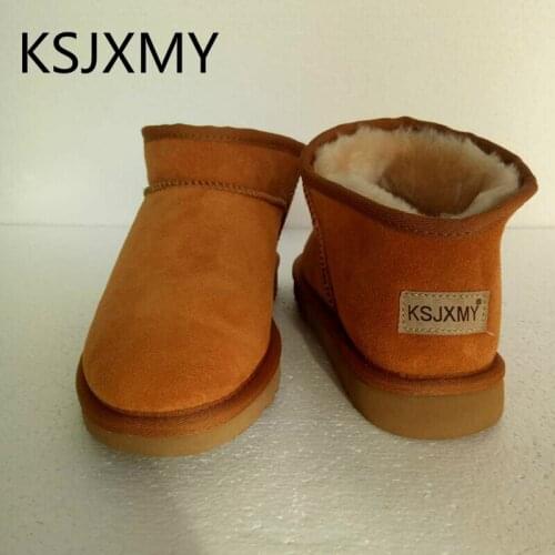 KSJXMY New Design Women Snow Boots Warm Winter Boots Genuine Leather 100% Woman Fashion Ankle Boots Shoes
