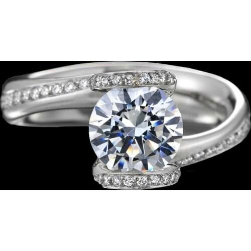 Trendy Zircon Tiny Stone Engagement Ring Luxury Female White Round Crystal Ring Charm Silver Color Thin Wedding Rings For Women