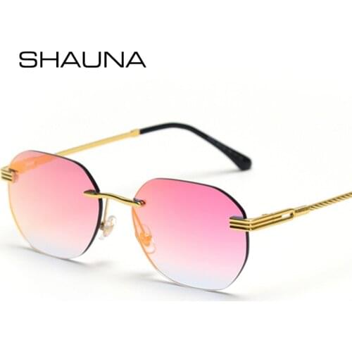 SHAUNA Retro Polygon Square Sunglasses Women Fashion Rimless Colorful Mirror Coating Gradient Sun Glasses Men Shades UV400