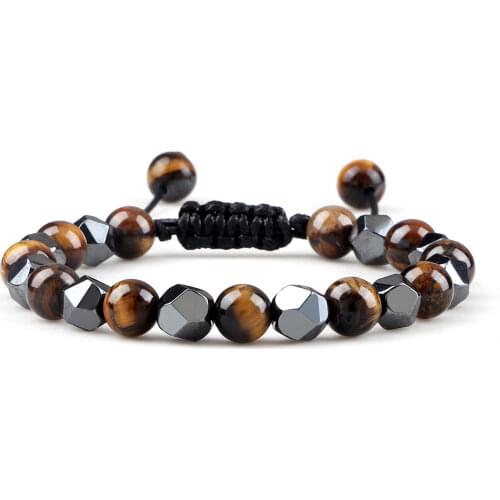 Mens Hematite Tiger Eye Bracelets Handmade Natural Lava Stone Sandstone Beads Stretch Bracelet&Bangle Women Yoga Energy Jewelry