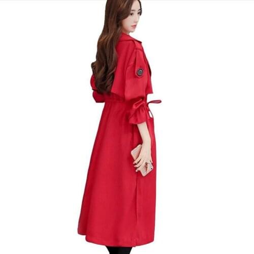 New 2021 Korean style loose oversize long Trench outerwear Womens long spring autumn coat windbreaker FC940