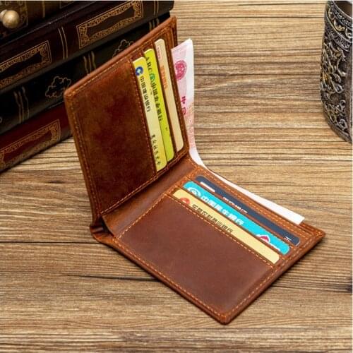 New Wallet Short Mens Leather Wallet Head Layer Cowhide New Leather Wallet Factory Supply