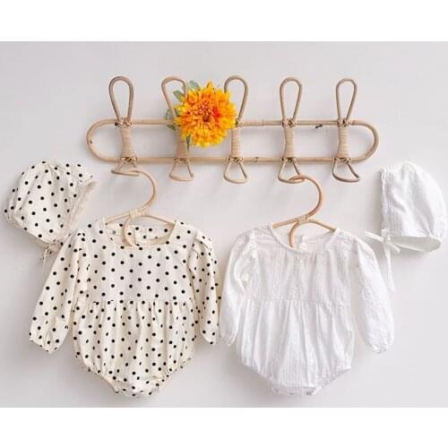 Newborn Infant Baby Girls Pure Color Dot Rompers Clothing 0-3Yrs Spring Kids Girl Long Sleeve Rompers Clothes
