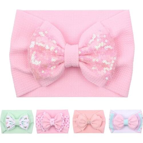 Baby Girls Headbands Hair Bows Soft Wide Nylon Headbands Cross Fashion for Newborn Infant Toddler Photographic Accessorie