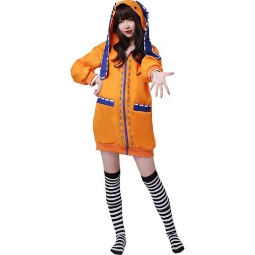 Rune Yomozuki Runa Cosplay Costume Anime Kakegurui Compulsive Gambler Women Orange Hoodie Zip Jacket Coat rabbit hoodie jacket